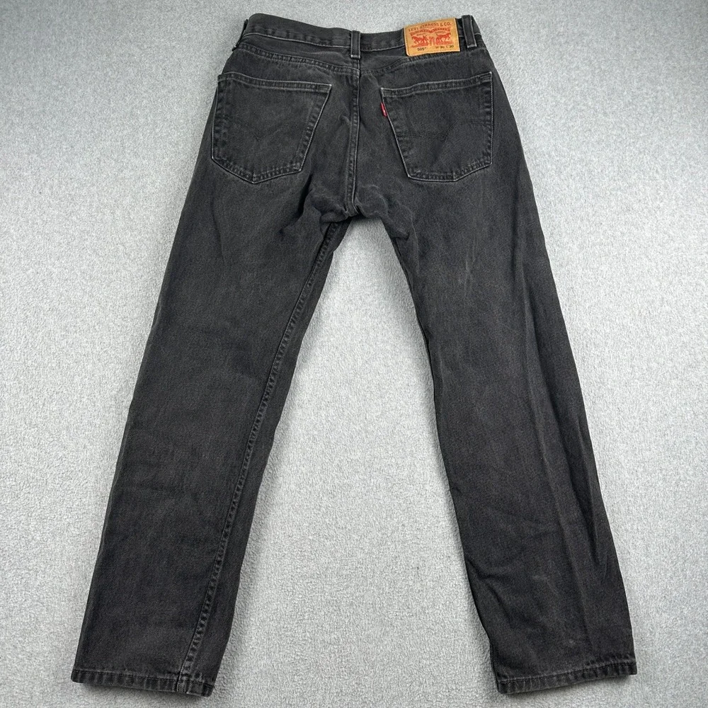 Levi's Jeans Mens 30x30 505 Regular Fit Black Straight Leg Denim